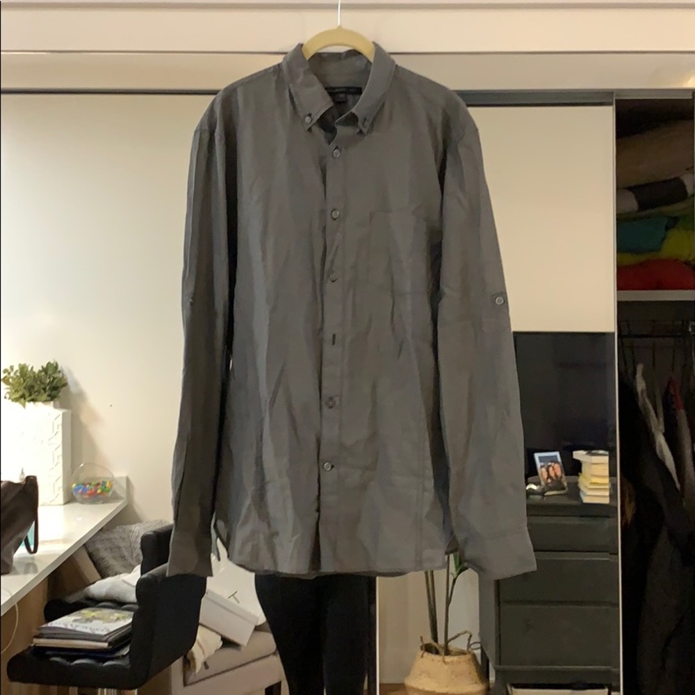 John varvatos easy gray snap shirt
